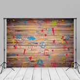 Aperturee - Wood Colorful Stick Figures Grad Backdrop For Photo